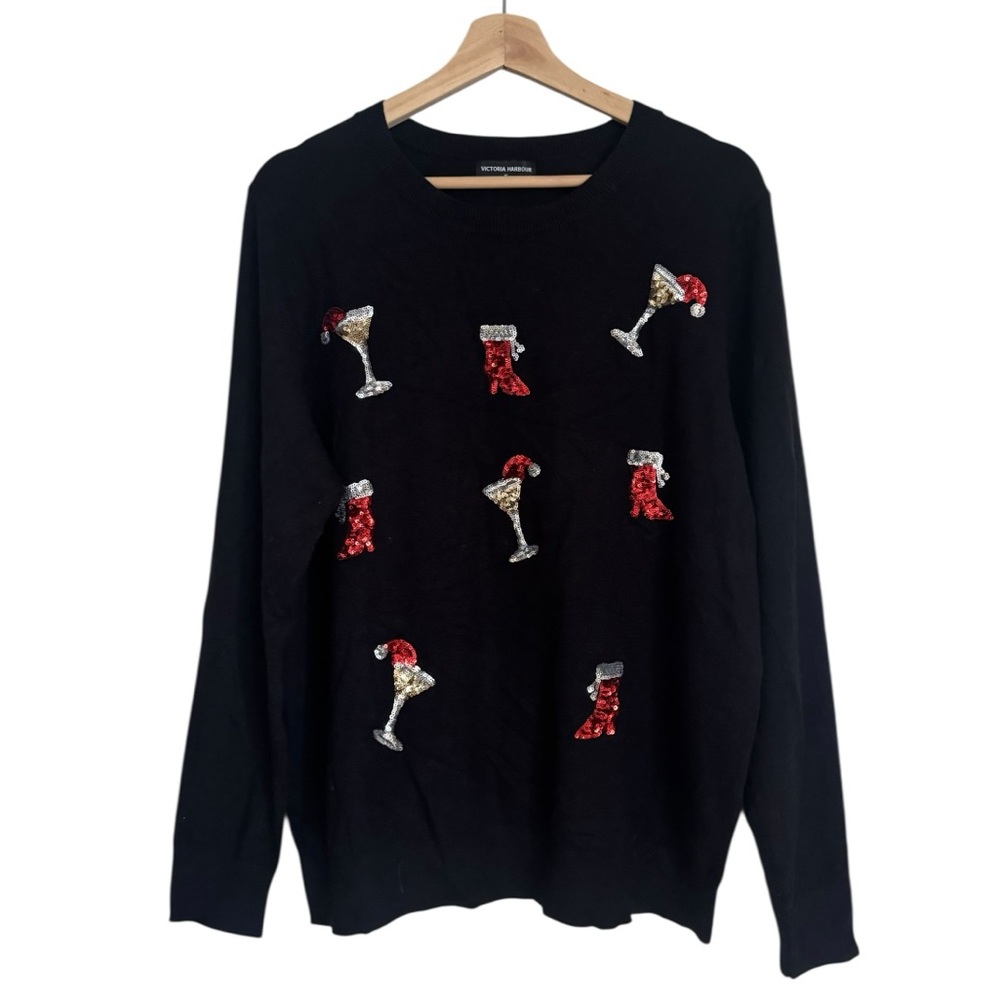 Victoria Harbour Vintage Holiday Sequin Sweater